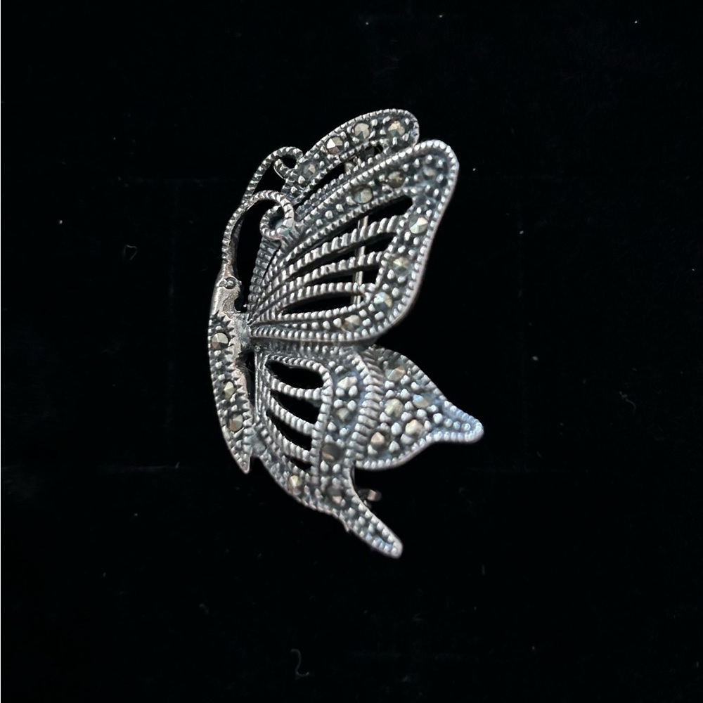Vintage Sterling Silver Marcasites Butterfly Brooch
